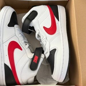 Nike White and Red High-Tops with Black Accents